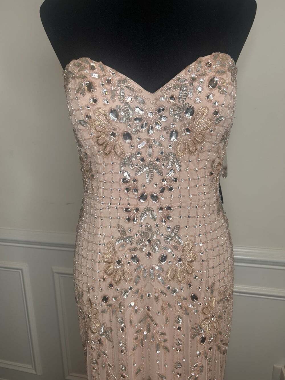 Aidan By Aidan Matrix Women’s Beaded Strapless Gown, Blush, Sz.6. $495 - Picture 13 of 16